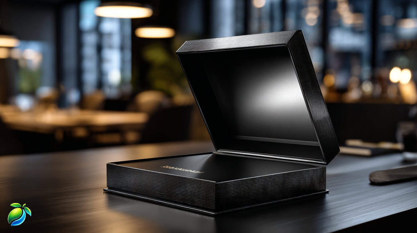pen empty luxury gift box on a desk in a modern office, concept for clear B2B website messaging
